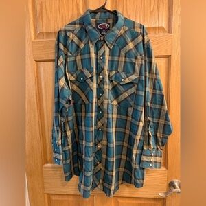 W-B Westernwear Western Wear Pearl Snap Plaid Long Sleeve Shirt Size 3X Cowboy